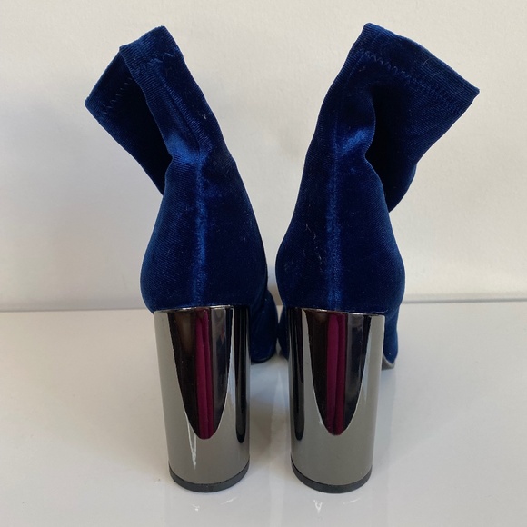 Aldo Blue & Silver Velvet Ankle Boots - Picture 5 of 5